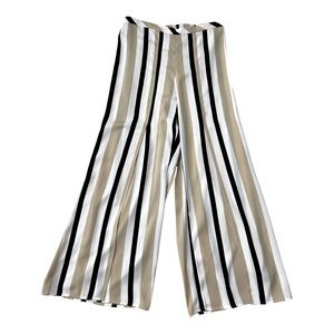 SOLD- Soft Surroundings wide leg high-rise Striped Pull-on pants Beachy Sz M